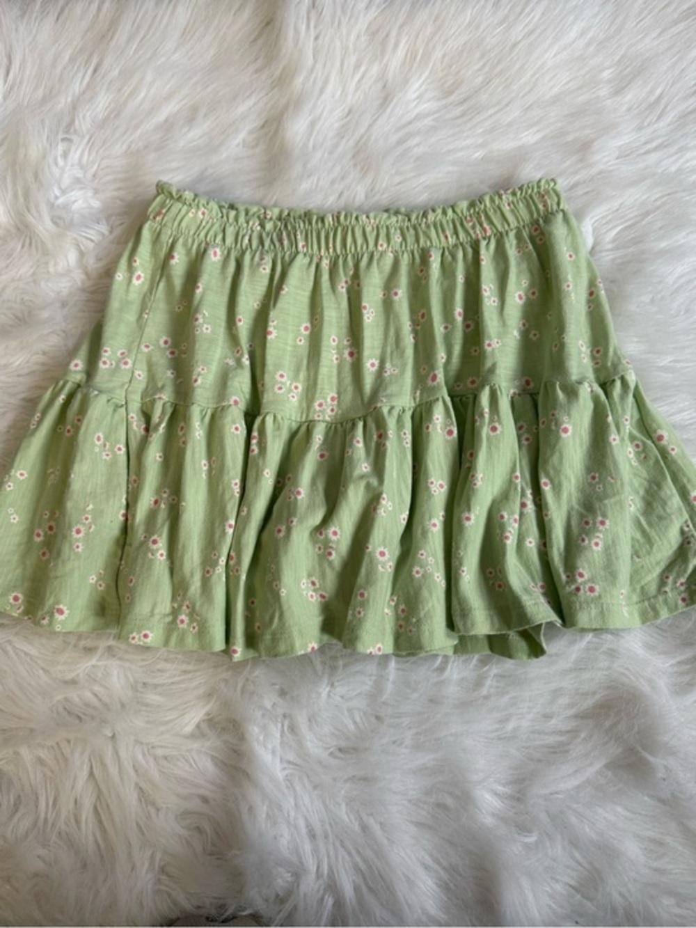 Cat & Jack Green Floral Tiered Skort